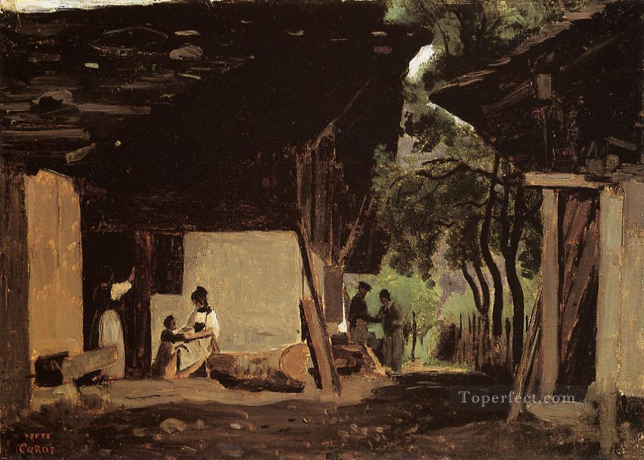 Entrance to a Chalet in the Bernese Oberland plein air Romanticism Jean Baptiste Camille Corot Oil Paintings